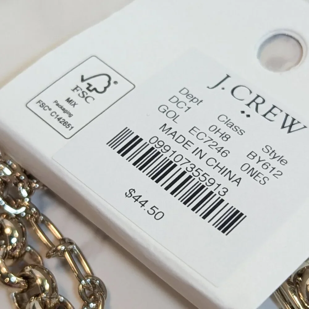 J.Crew Factory Gold Mixed Chain Pendant Layering Necklace